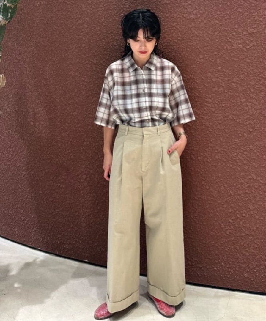 ＜6(ROKU)＞コットンチノワイドパンツ