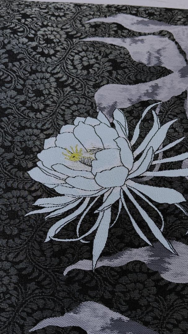 帯３　千地康弘　月下美人アラベスク柄名古屋帯　アイスミント　正絹　新品未使用