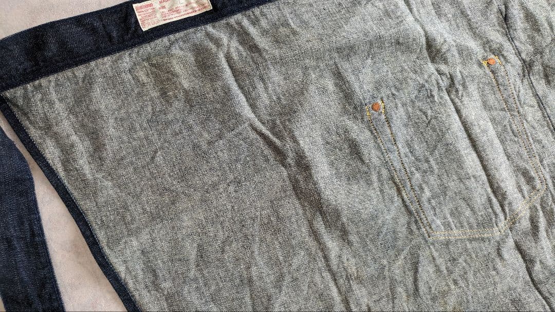 エヴィス　前掛けエプロン　デニムエプロン