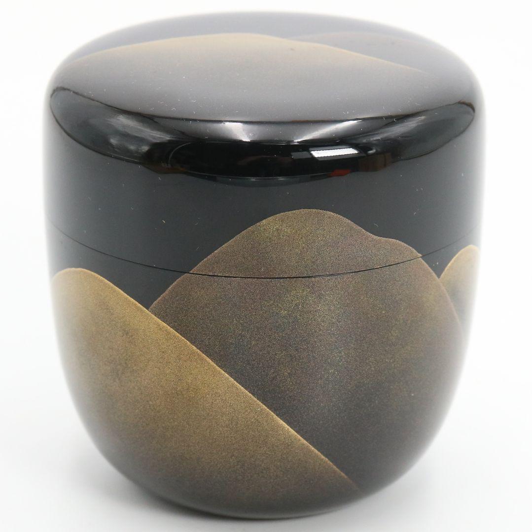 蒔絵師 北浜風月作 遠山蒔絵 大棗 内銀溜塗 輪島塗 茶道具　SX993