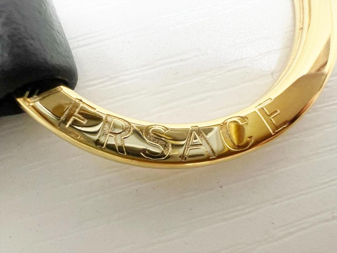 美品　ヴェルサーチ　メデューサ　グレカ　ナイロンキャンバス　キーリング