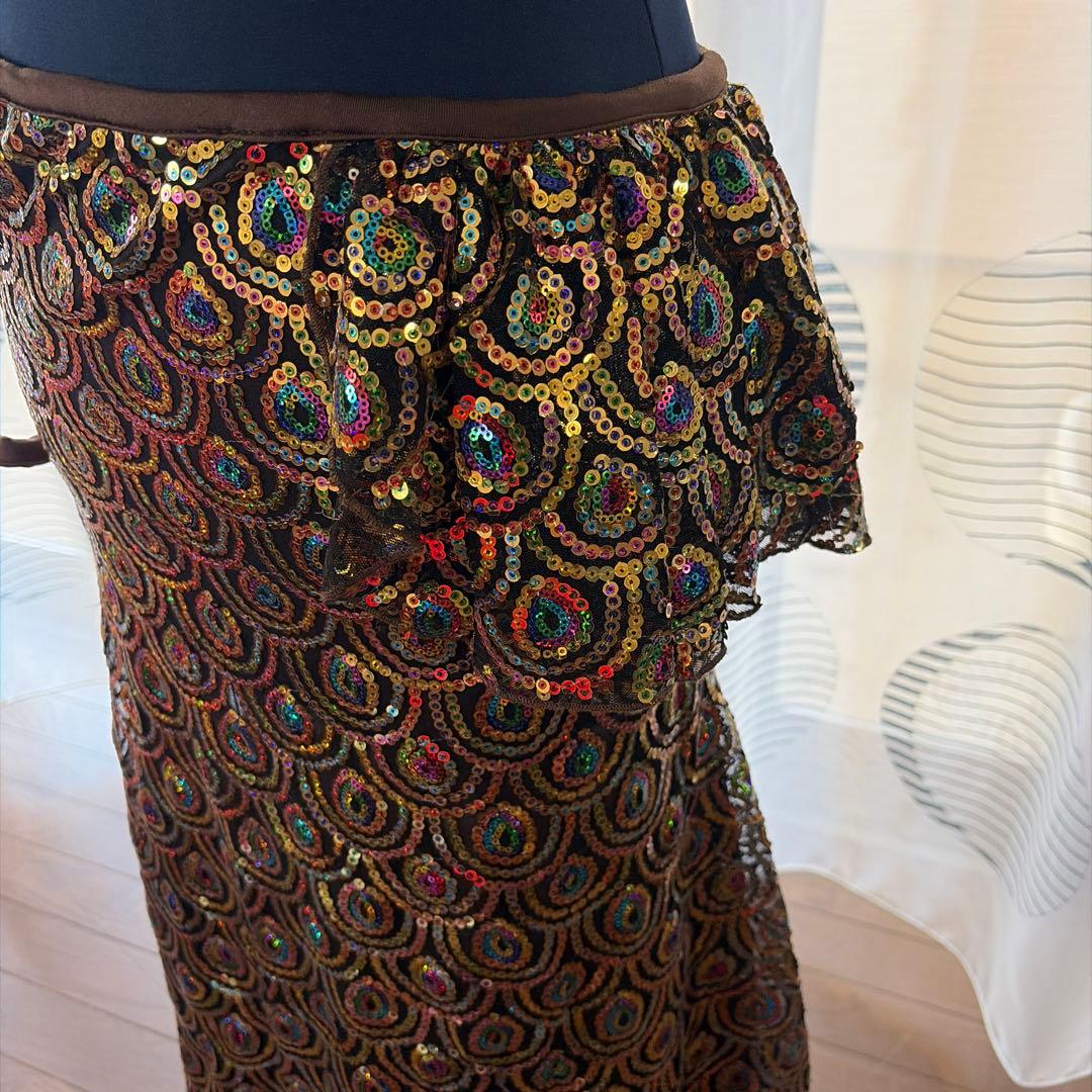 ベリーダンス衣装　セットアップ ブラウン ゴールド