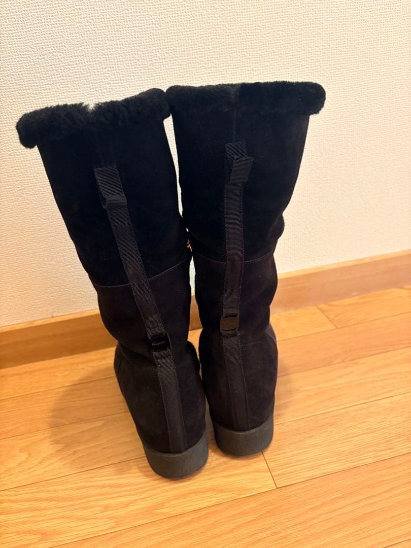 【中古】フェラガモ ロングムートンブーツ スエード 2way サイズ8