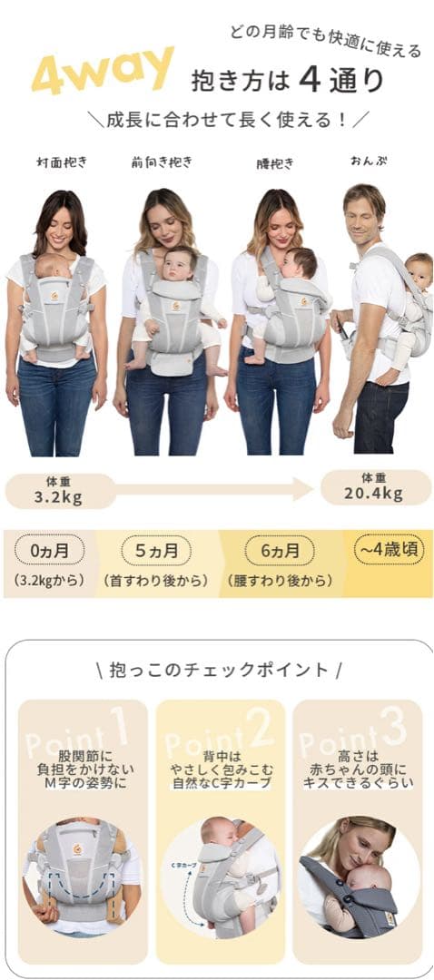 エルゴ オムニ ブリーズ サンドベージュ 抱っこ紐 収納ポーチ付き