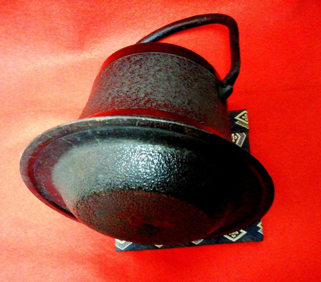 南部鉄瓶/岩鋳造　未使用保管品　山水型/笹竹紋様　茶道具/金属工芸品