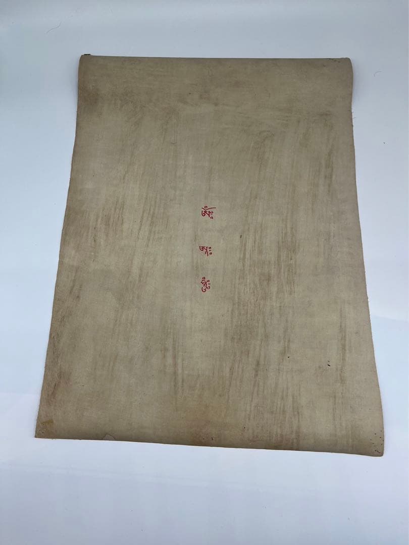 40年前のアンティーク 仏画 手書 タンカ 十一面千手千眼観世音菩薩 33x46