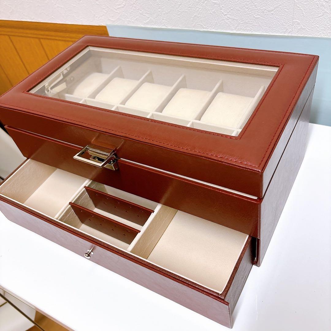 腕時計収納ケース 腕時計収納ボックス ダブル12スロットウォッチ表示ボックス