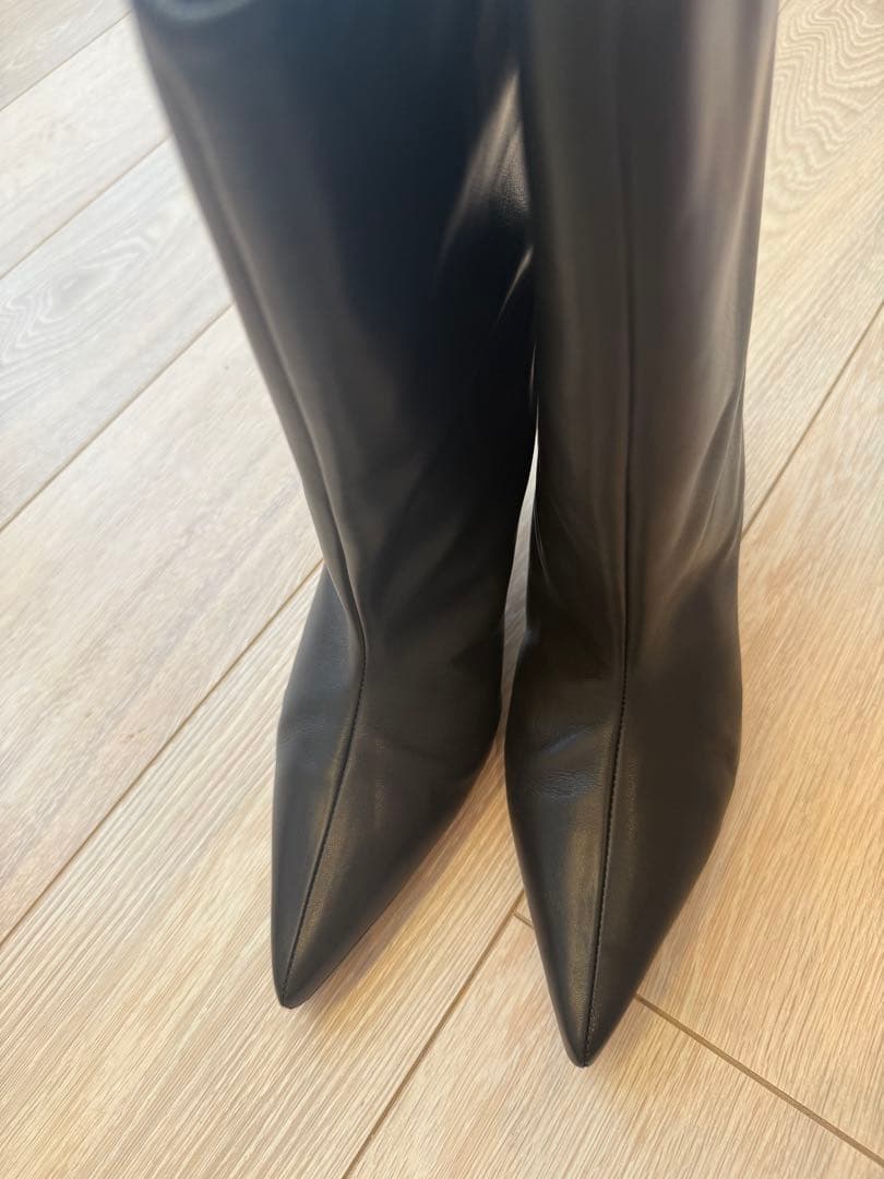 美品　ワイドシャフトブーツ　ミドル　本革　ペリーコサニー