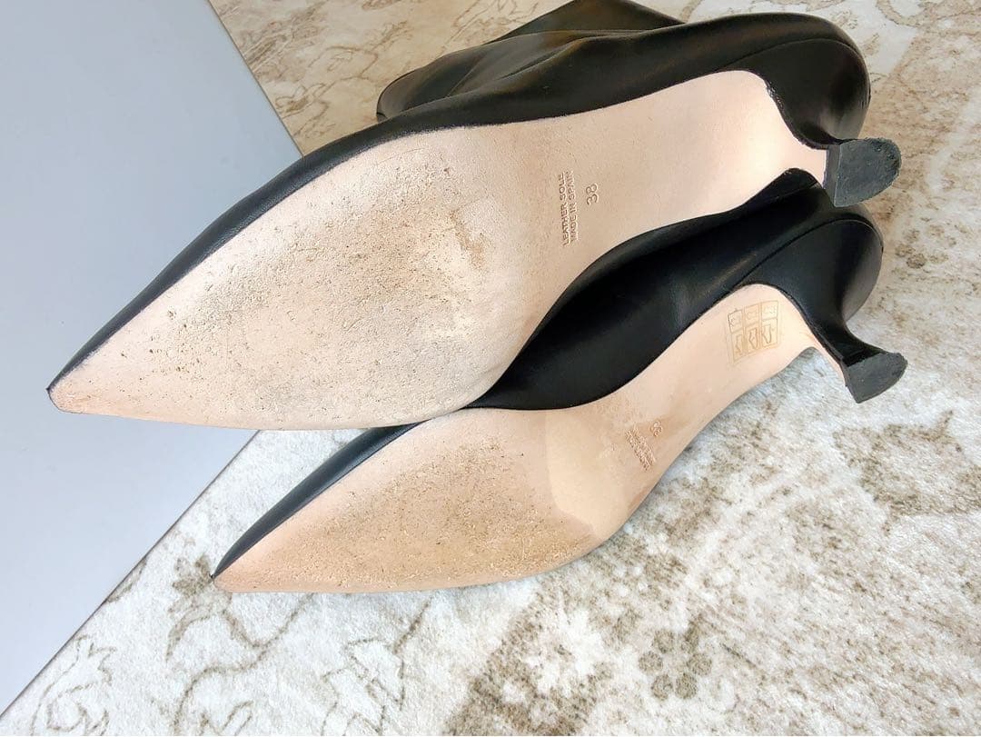 美品　ワイドシャフトブーツ　ミドル　本革　ペリーコサニー