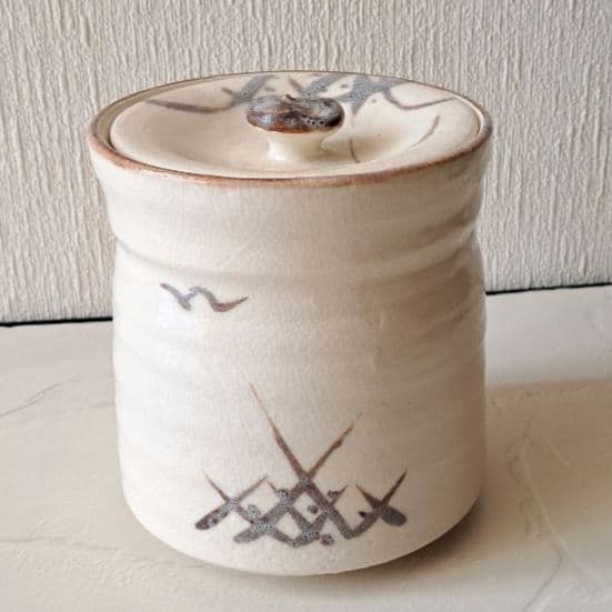 志野焼　銘あり 稲穂文 水指/茶碗/香合　絵志野　骨董品 古美術