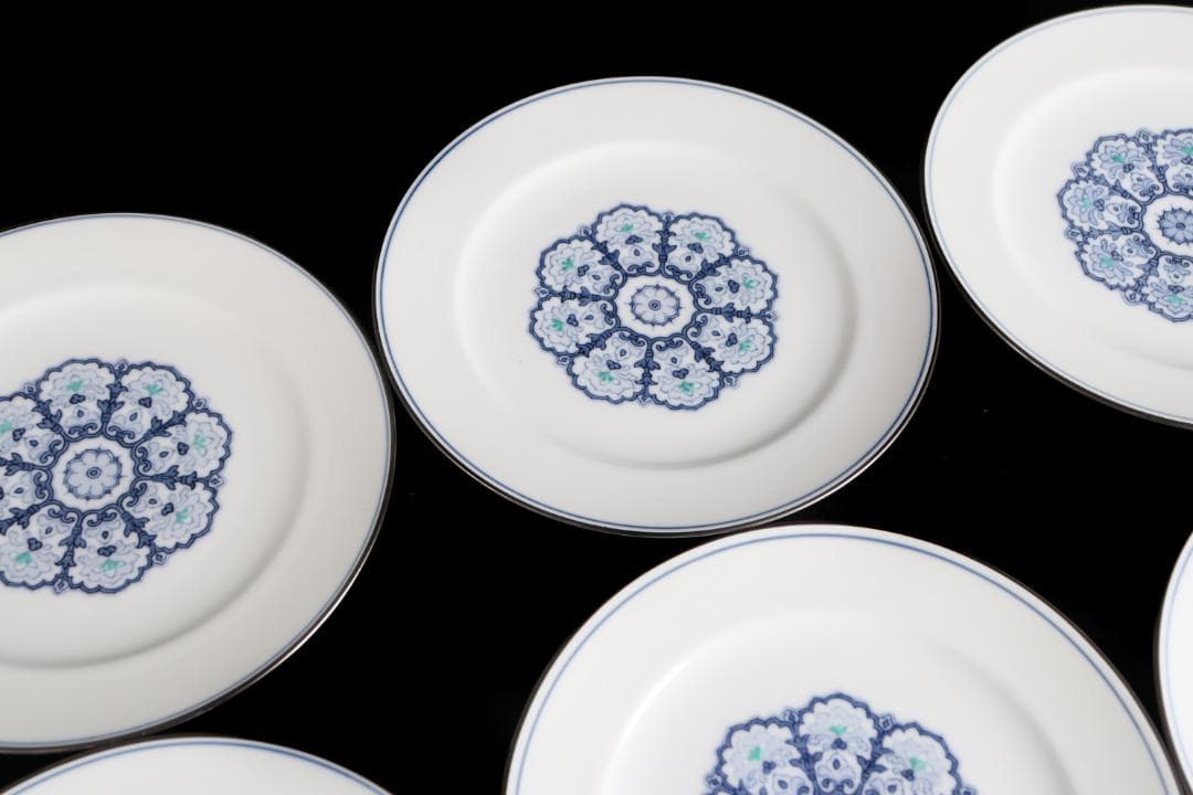 大倉陶園 呉須正倉院 プレート6枚 19.5ｃｍ 皿 プラチナ彩ハンドペイント