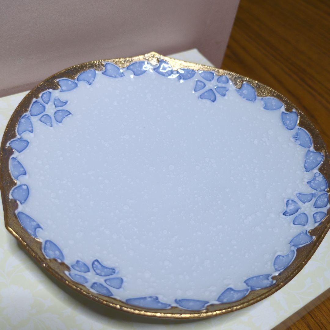 「有田焼 」「文山窯」「カップ&ソーサー」「 輪花」ゴールド「ピンクブルー」2客