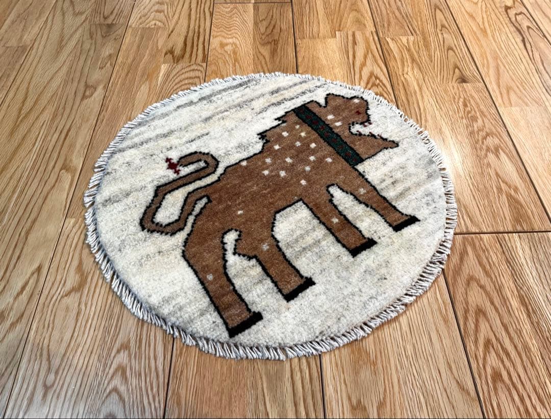 ペルシャ　アマレバフト　円形　40×40サイズ　ライオン