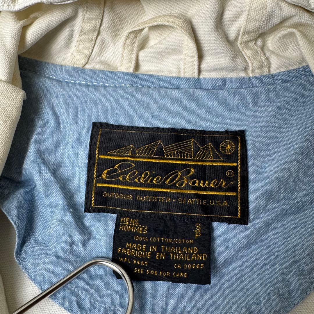 80s Eddie Bauer 黒タグ コットンアノラックパーカー 生成り 白