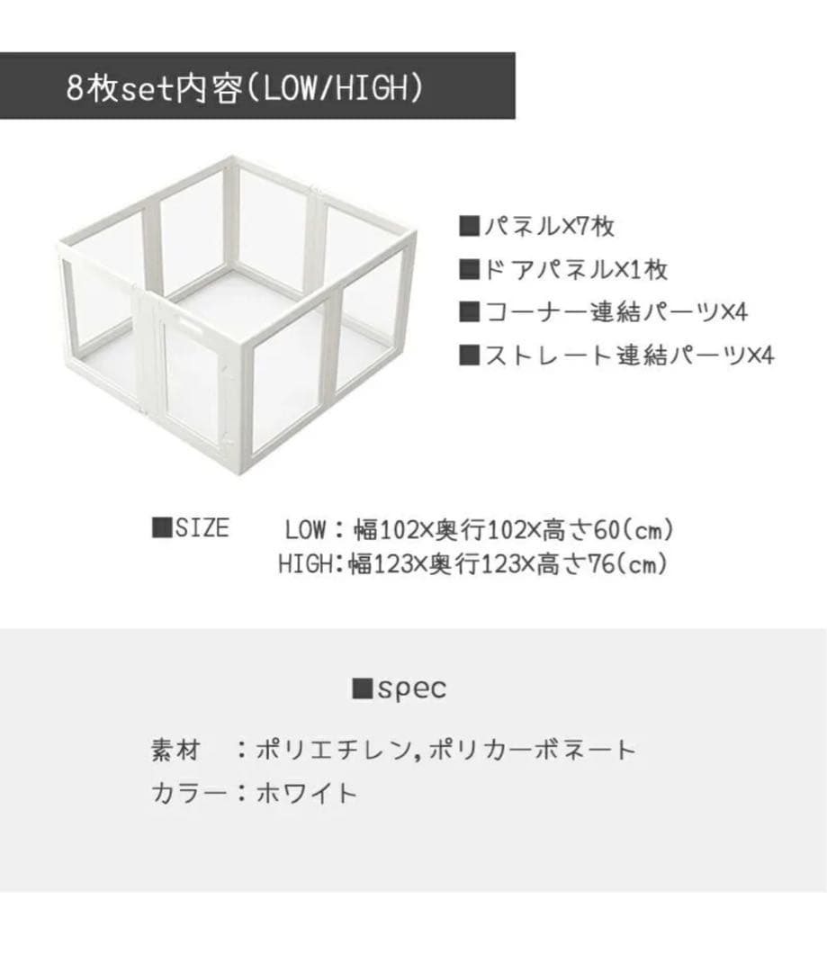 ホワイトフレームクリアサークル　HIGHタイプ8面パネル