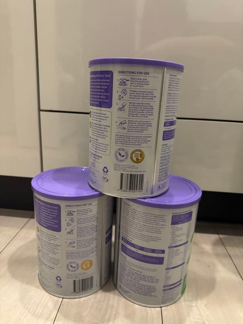 bubs オーガニック粉ミルク 3缶セット 6-12ヶ月