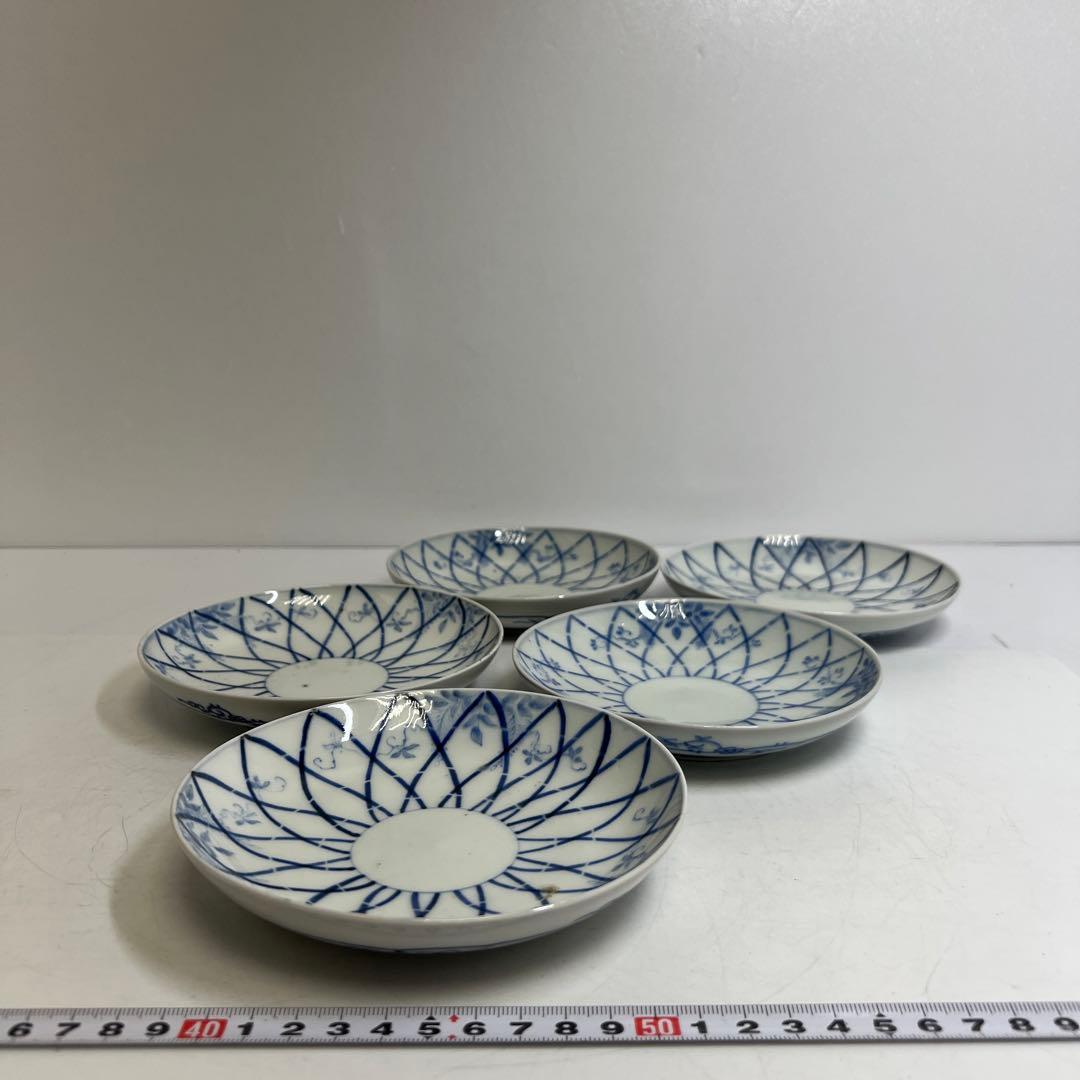 江戸後期　古伊万里　上手竹花文　中皿、猪口　通り物15点　東さ8-0124☆2F