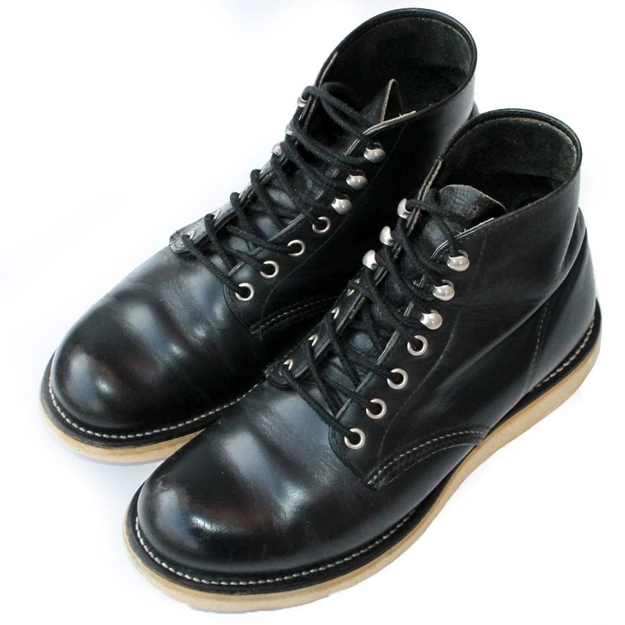 四角犬タグ RED WING 8165 ブラック ワークブーツ ラウンドトゥ