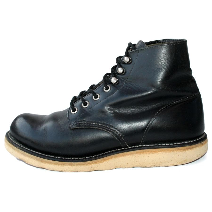 四角犬タグ RED WING 8165 ブラック ワークブーツ ラウンドトゥ