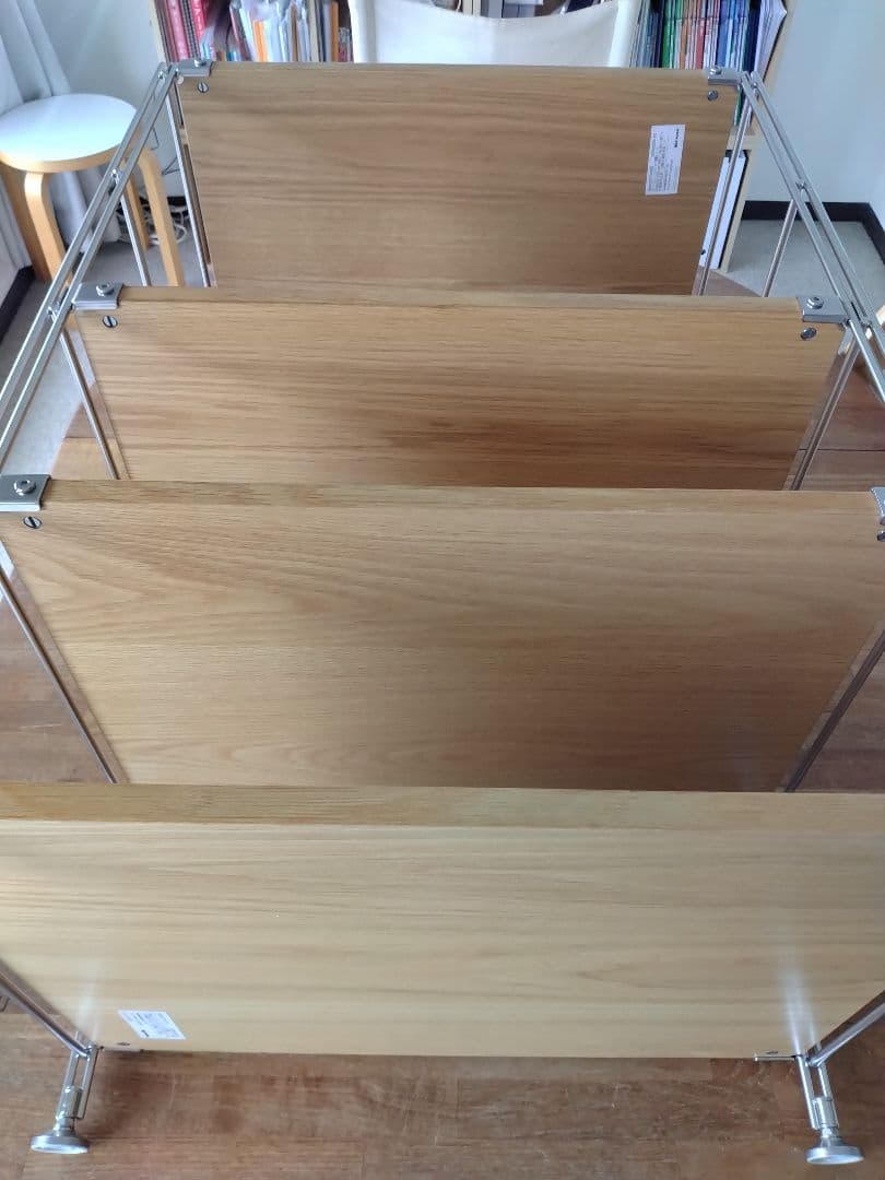 【訳あり美品】MUJI無印良品 ステンレスユニットシェルフ小56cmオーク材4段