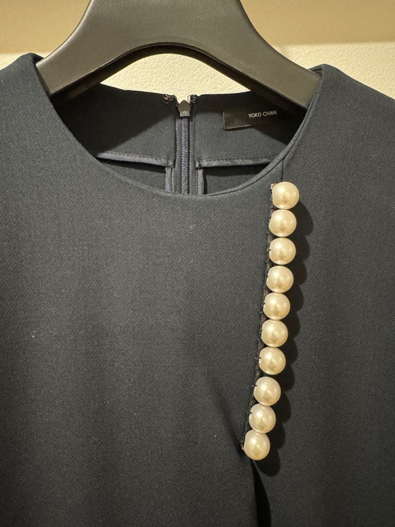 YOKO CHANネイビー パールワンピース 40 パール倒れないタイプ