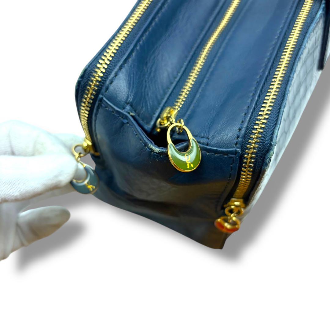 Roberta di Camerino クロコ型押し ショルダーバッグ ボストン