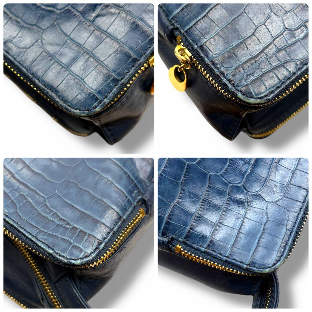 Roberta di Camerino クロコ型押し ショルダーバッグ ボストン