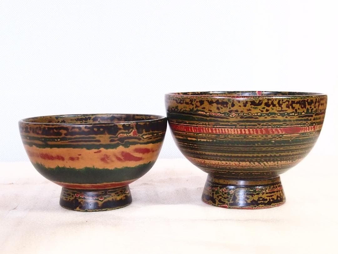 【未使用】独楽塗 合鹿椀 2客＆汁椀 2客 入れ子椀/雑煮椀/煮物椀/お椀 漆器