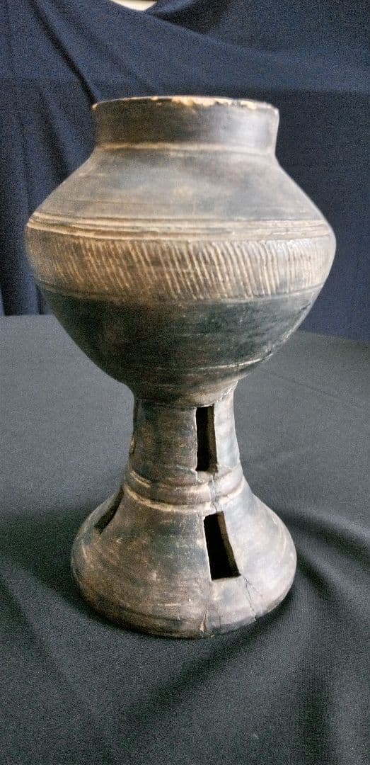 須恵器、土器線刻模様の陶器香炉