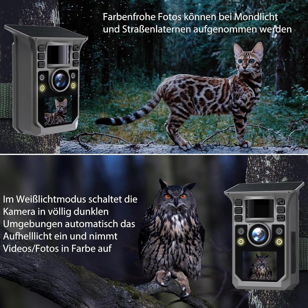 トレイルカメラ ソーラー式 4K/6400万画素 遠隔操作 64GB&取付セット