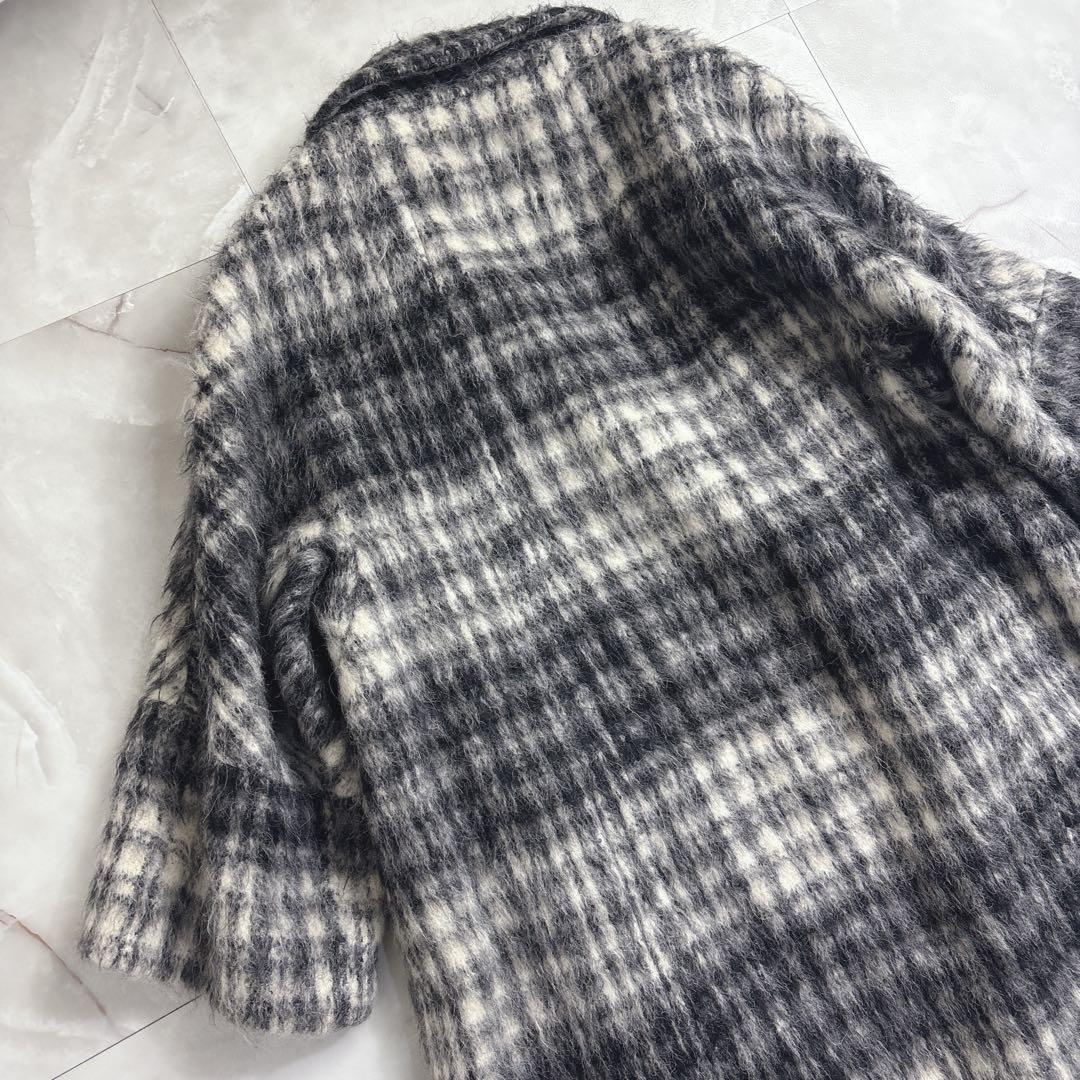 マックスマーラ　42ウィークエンド　アルパカウールシャギー　チェック