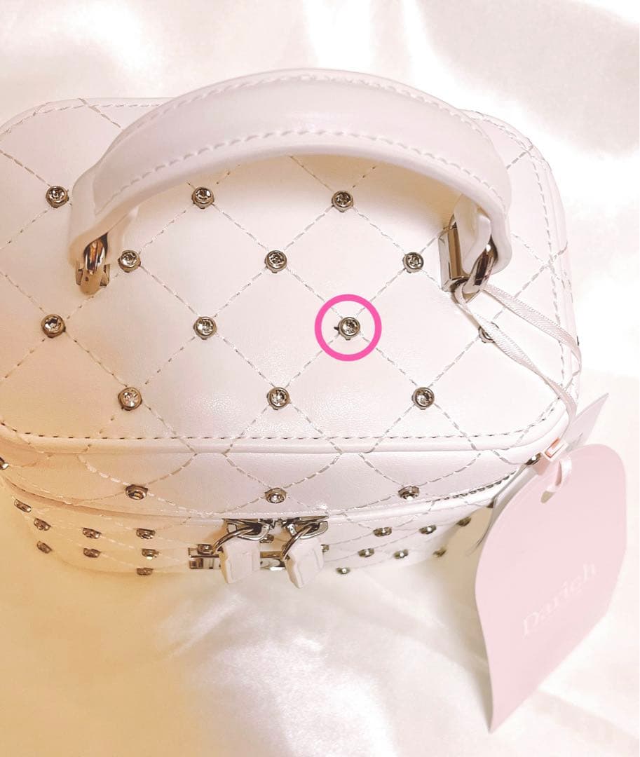 Darichダーリッチ キルティングビジュースクエアミニバッグ バニティホワイト