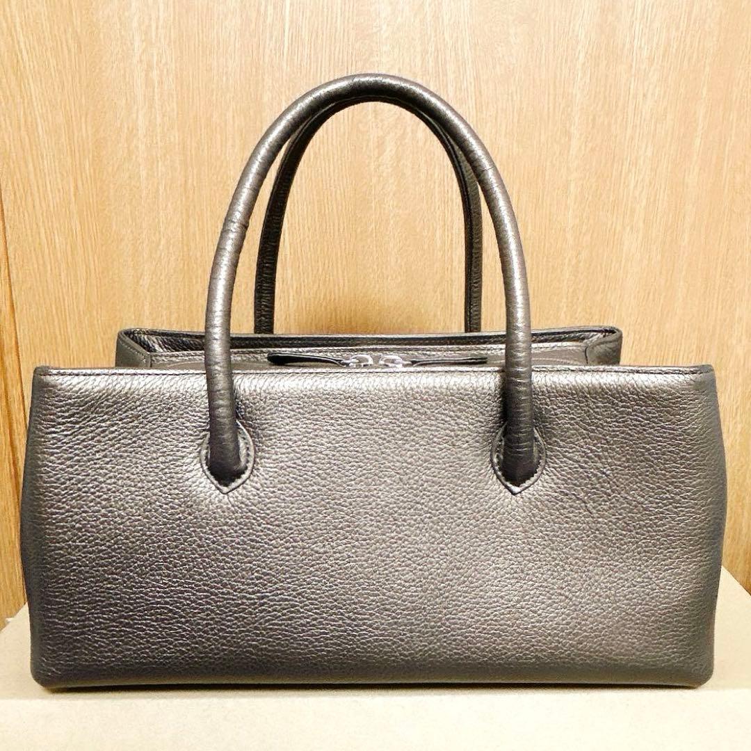 衿秀　利休バッグ　牛革　和装バッグ　レザー　ブラウン系　ブロンズ　和洋兼用