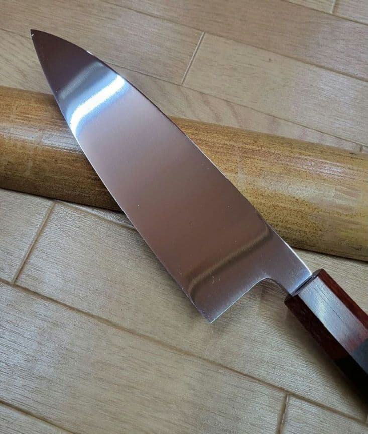 お値下げ出刃包丁 赤白檀桂黒檀柄鏡面仕様　６寸