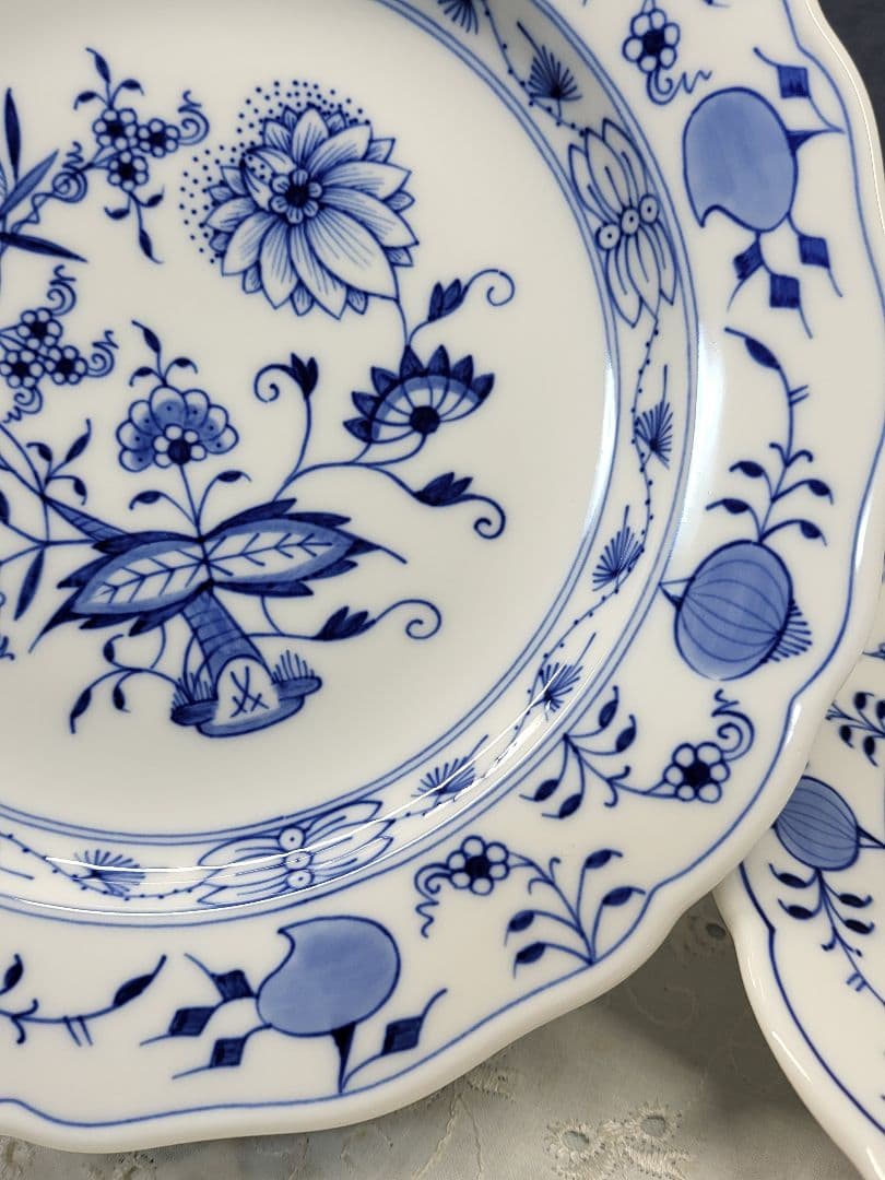 未使用近✨マイセン ブルーオニオン プレート 20cm皿 サラダ デザート2枚②