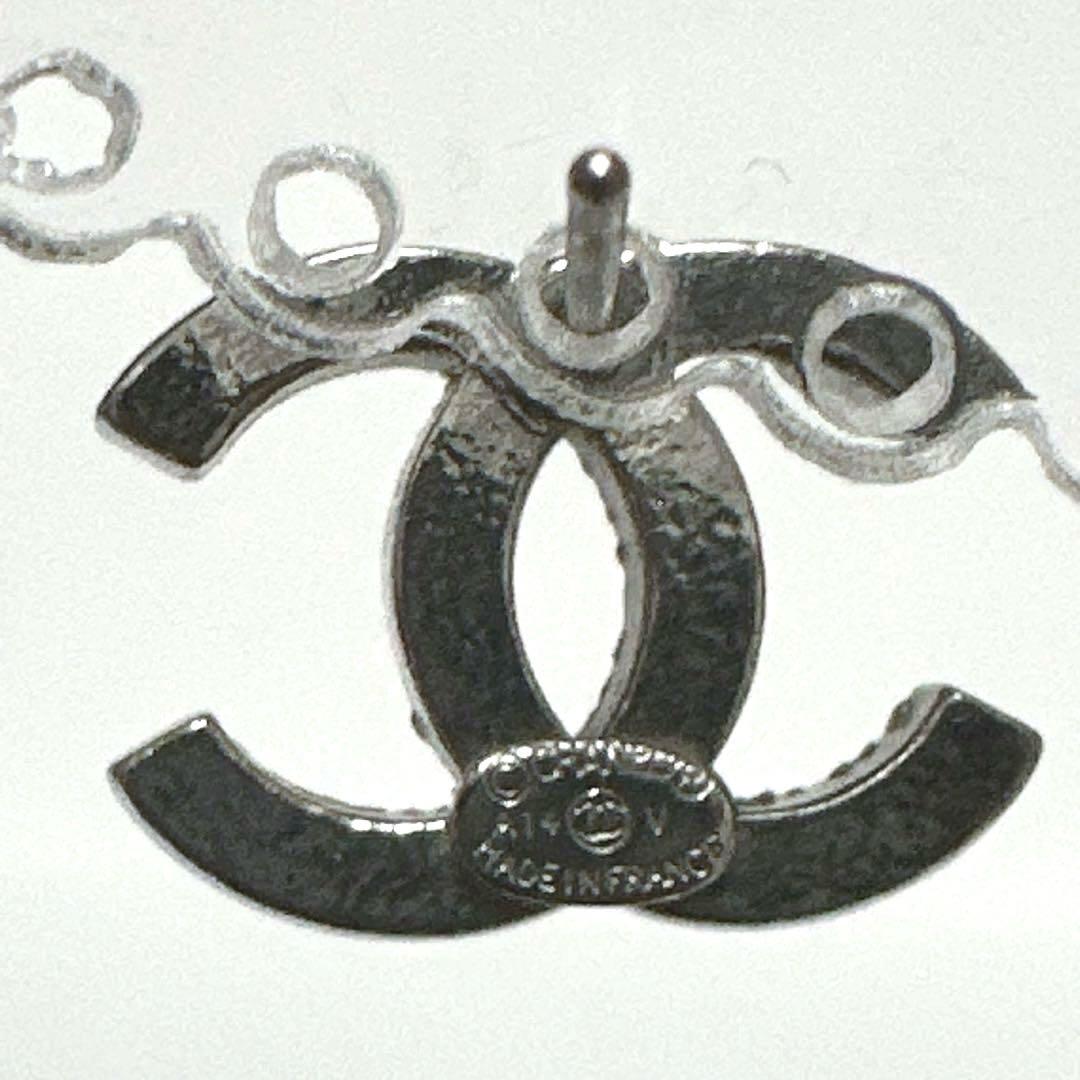 シャネル　CHANEL　ピアス　ココマーク　シルバー　メタル　ラインストーン