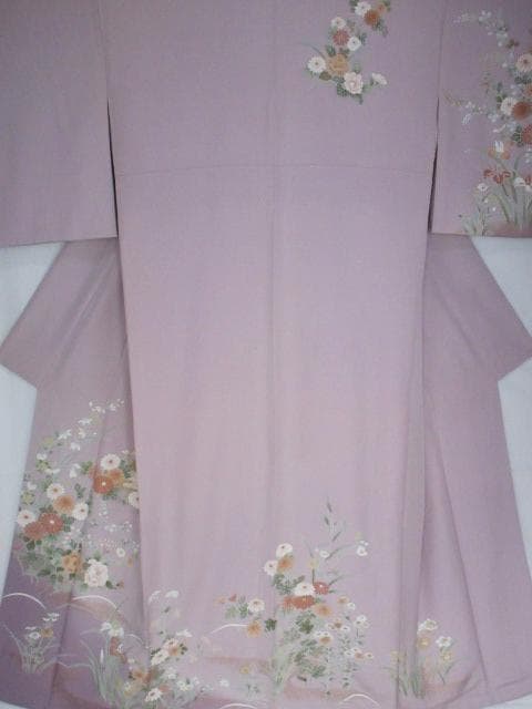 着用少ない！美品＊四季花柄＊藤色＊訪問着＊トールサイズ＊１６７ｃｍ＊裄６９
