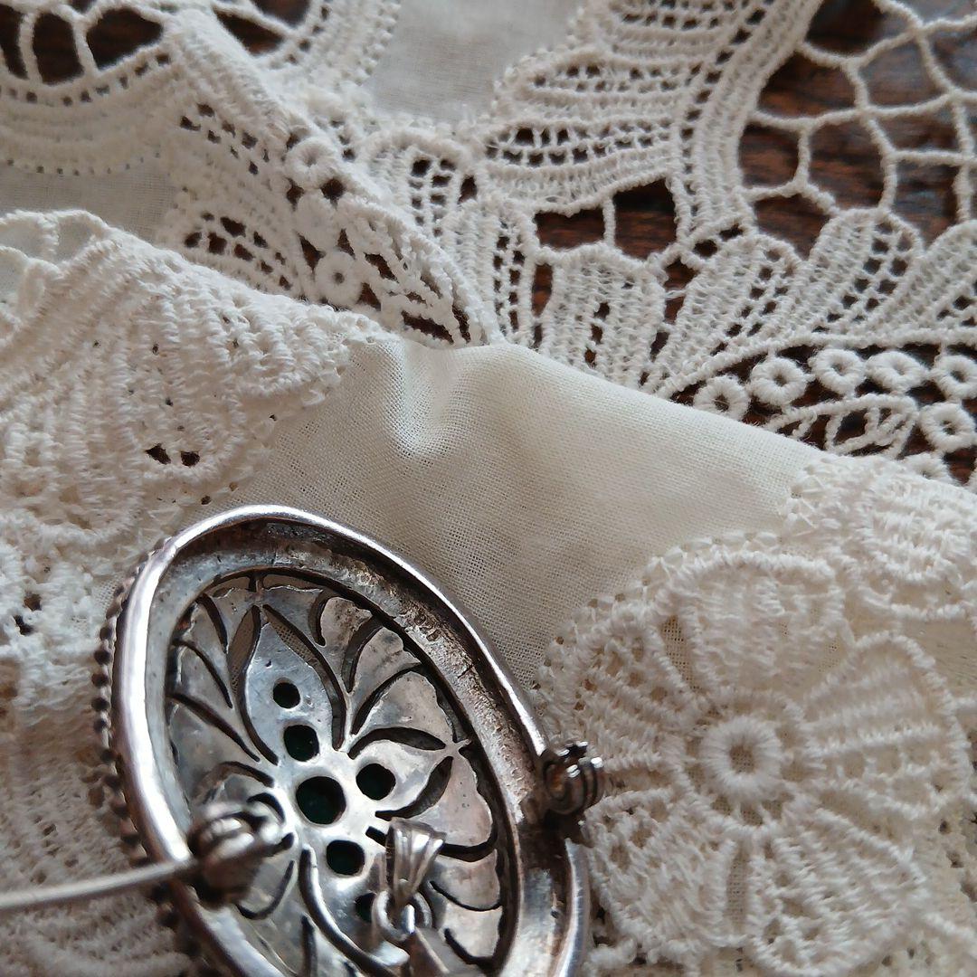 シルバー925 マーカサイト クロス デザイン ブローチ、ペンダント兼用 レトロ