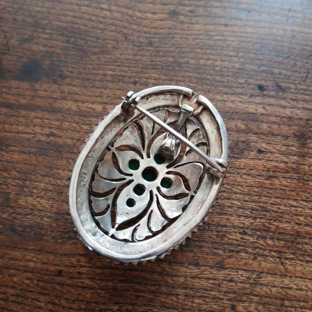 シルバー925 マーカサイト クロス デザイン ブローチ、ペンダント兼用 レトロ