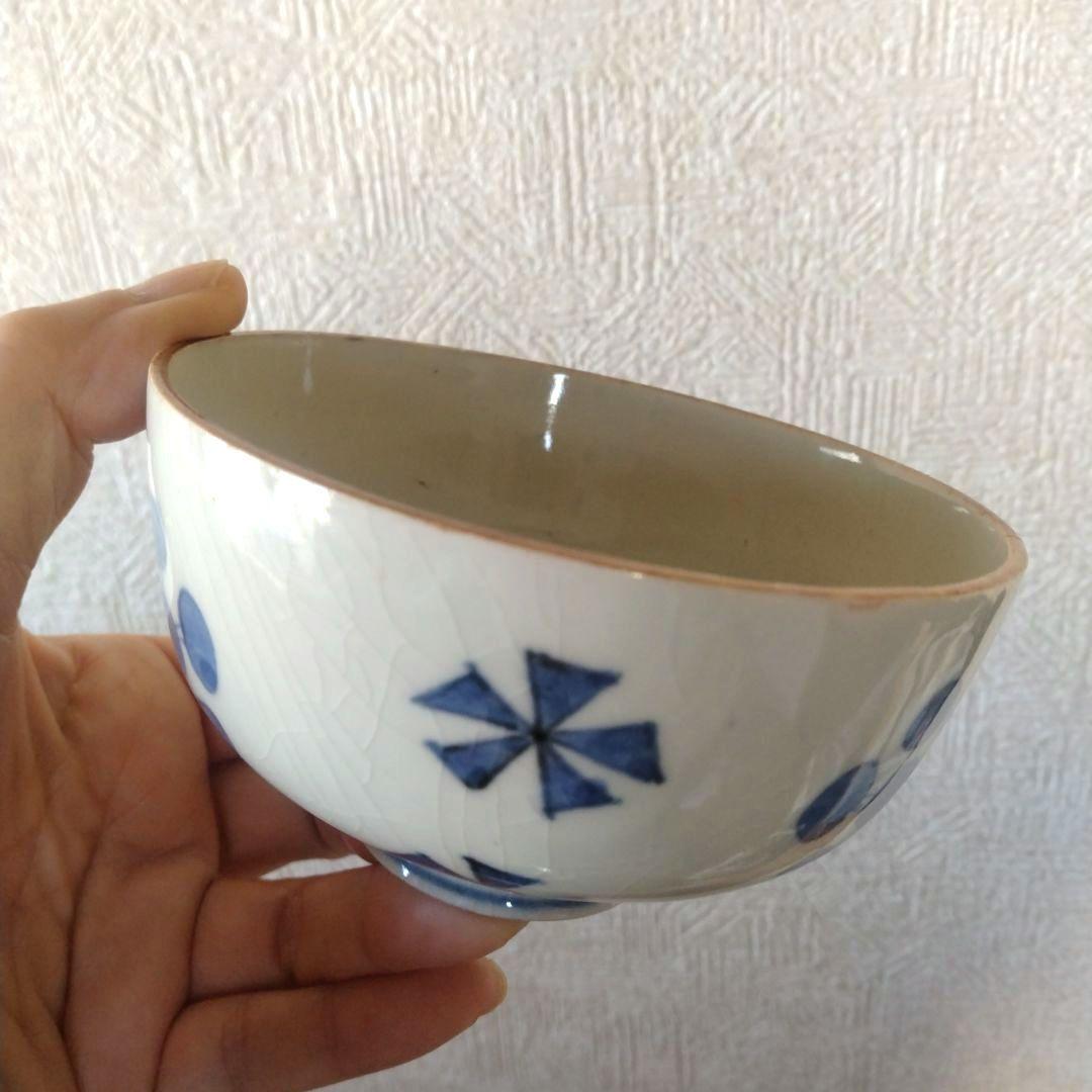 古伊万里染付幾何学花文蓋付き茶碗蕎麦猪口江戸時代