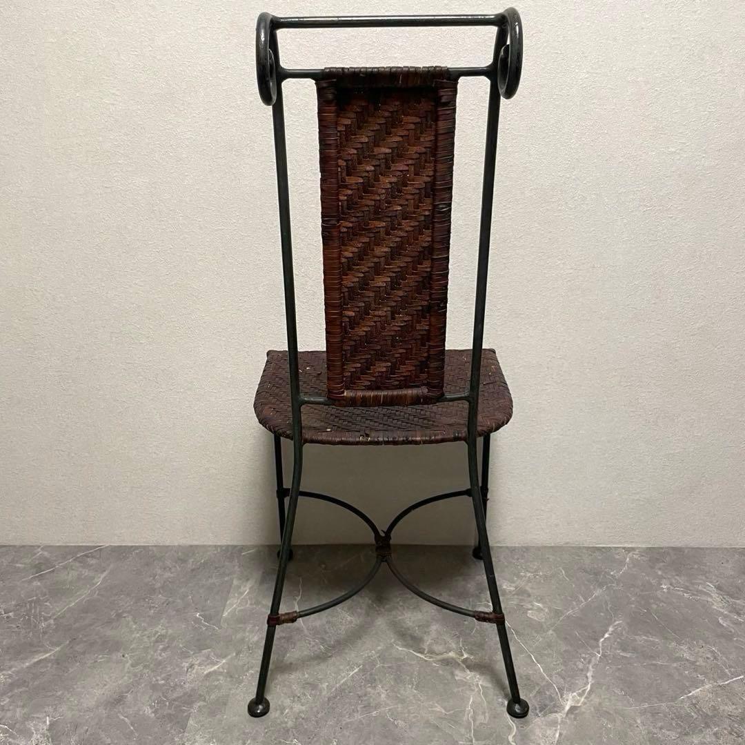 ラタン　籐　ラタンチェア　ガーデンチェア　アイアンフレーム　レトロ　デスクチェア