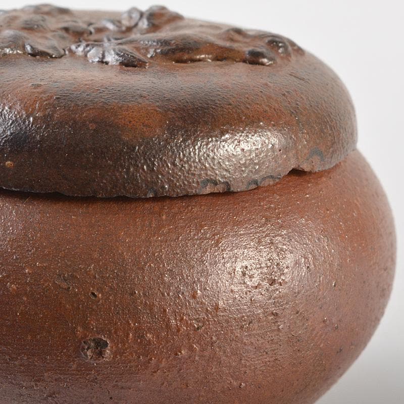 茶道具　備前焼　古備前　神獣蓮花文　盒子　書付箱　V　R7146