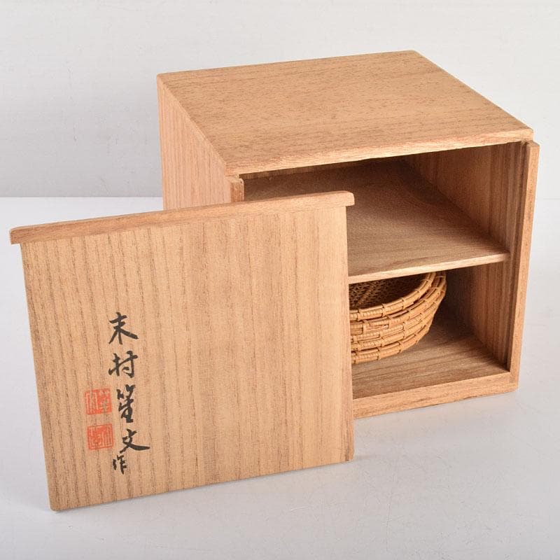 煎茶道具　末村笙文作　白竹　茶托　五客　共箱　M　R4944