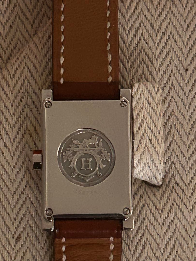 HERMES 長方形時計 ブラウンレザー