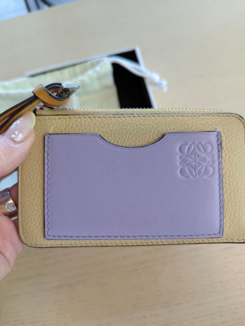 LOEWE レザー カード入れ イエロー/ラベンダー