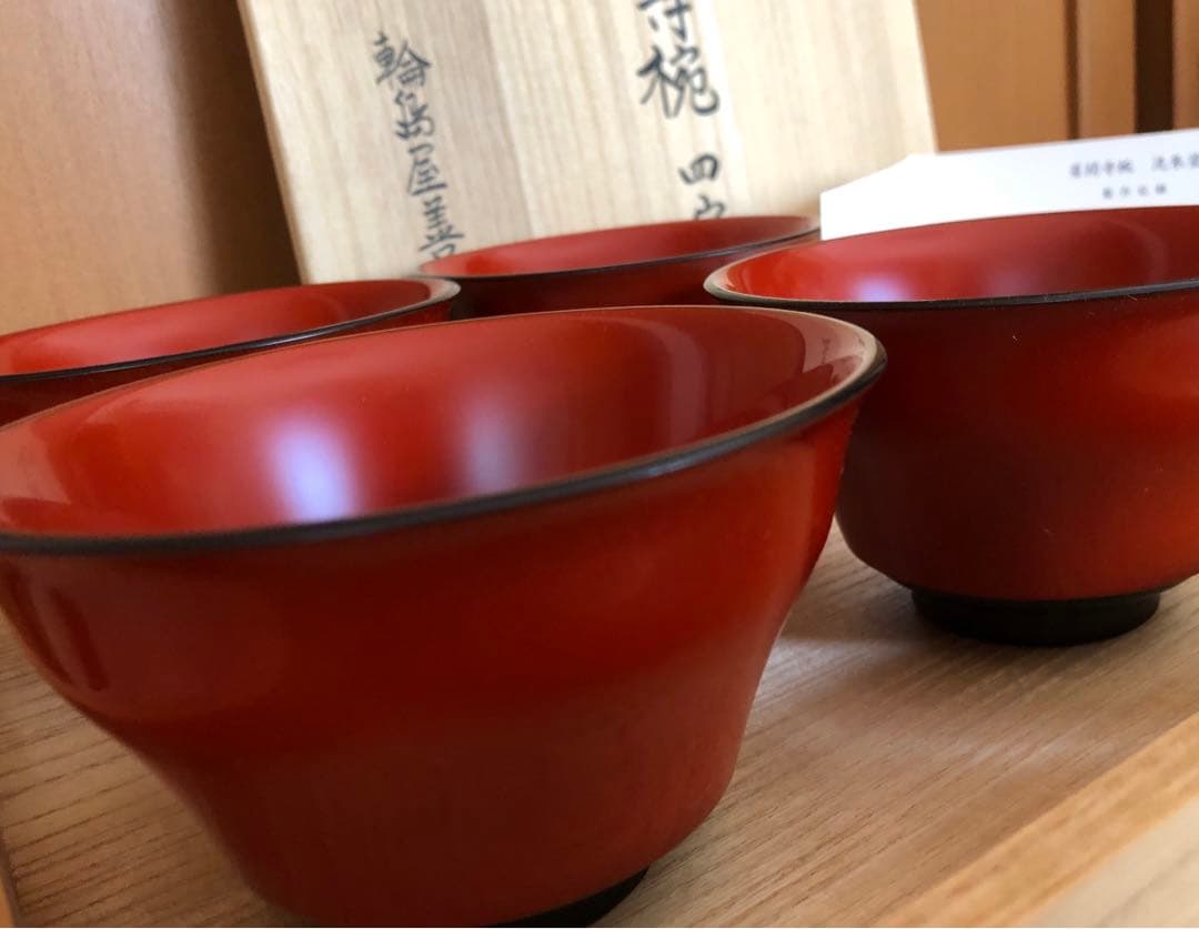 新品未使用品　輪島塗　椀 4客セット 朱色