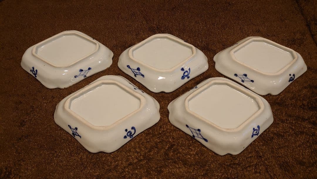 古伊万里　伊万里　色絵　鶴の図　菱形皿　５客