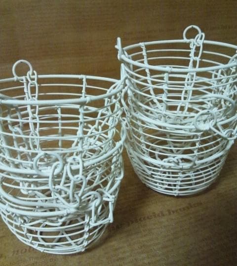 5個セット＊ アンティーク ハンキング バスケット ＊ ホワイト