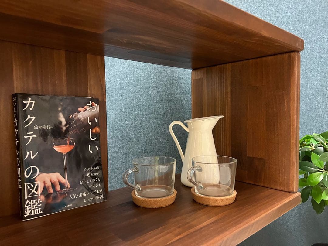 【在庫整理】 デザインラック ロ形 本棚 小物置き パイン ウォルナット調