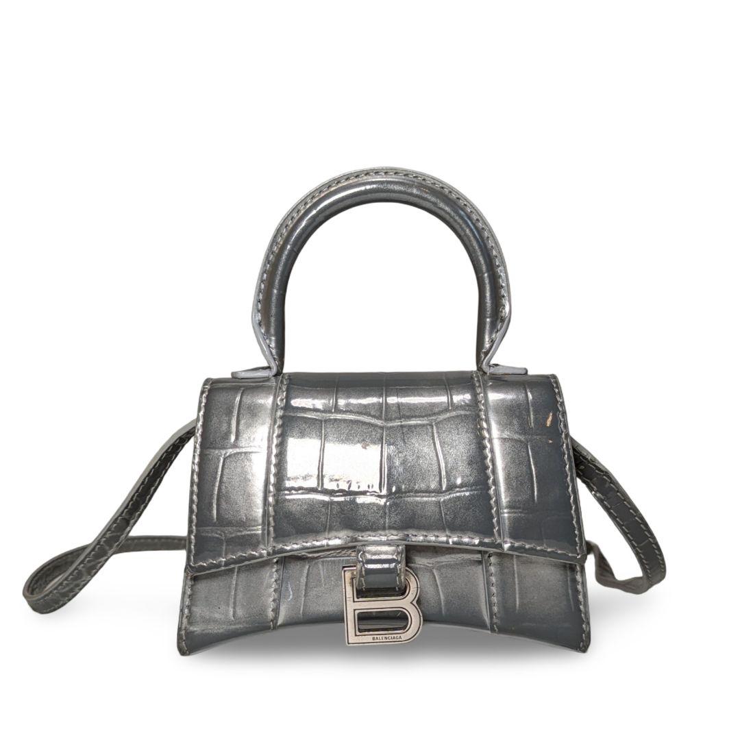 BALENCIAGA アワーグラス　ミニ　クロコ　ミニショルダーバッグ